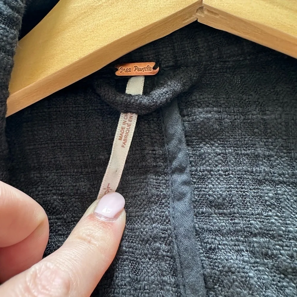Free People Y2K Charcoal Textured Front Tie Jacket - Picture 6 of 7
